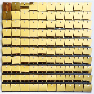 30cm x 30cm Pre-assembled Shimmer Sequin Wall Panel Backdrop - Square Metallic Gold