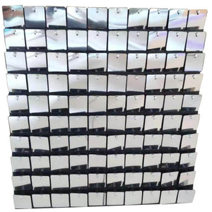 30cm x 30cm Pre-assembled Shimmer Sequin Wall Panel Backdrop - Square Metallic Silver