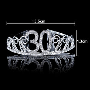 Premium Quality Metal Silver Rhinestone 30th Birthday Tiara - 30th Birthday Party Decorations