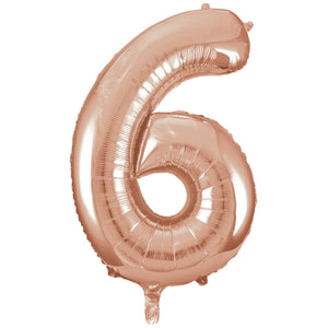 Online Party Supplies 40" Jumbo Rose Gold 0-9 Number Foil Balloons - Number 6