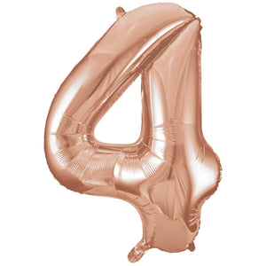Online Party Supplies 40" Jumbo Rose Gold 0-9 Number Foil Balloons - Number 4
