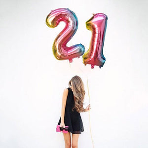 32" Iridescent Rainbow Ombre Number 0-9 Foil Balloon - Online Party Supplies