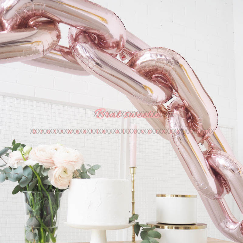 40" Online Party Supplies rose Gold Foil Chain Balloon Links for Hip Hop Dance Disco 80s 90s themed party decorations