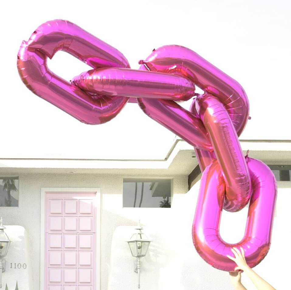 32" Jumbo Pink Chain Link Foil Balloon Garland