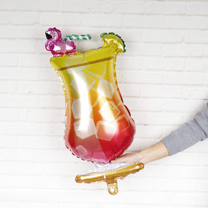 33" Giant Tropical Flamingo Cocktail Glass Foil Balloon