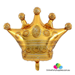 35" Online Party Supplies Jumbo Golden Crown Super Shaped Foil Royal Themed Party Balloon