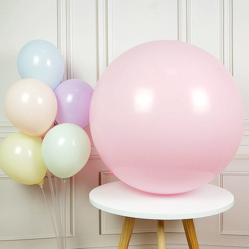 24" Jumbo Pastel baby Pink Round Macaron Latex Birthday Balloon