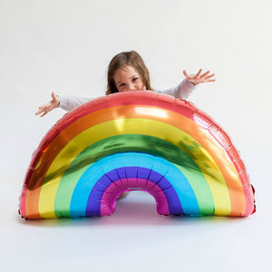 90cm x 57cm Jumbo Super Shape Rainbow Foil Balloon - Online Party Supplies
