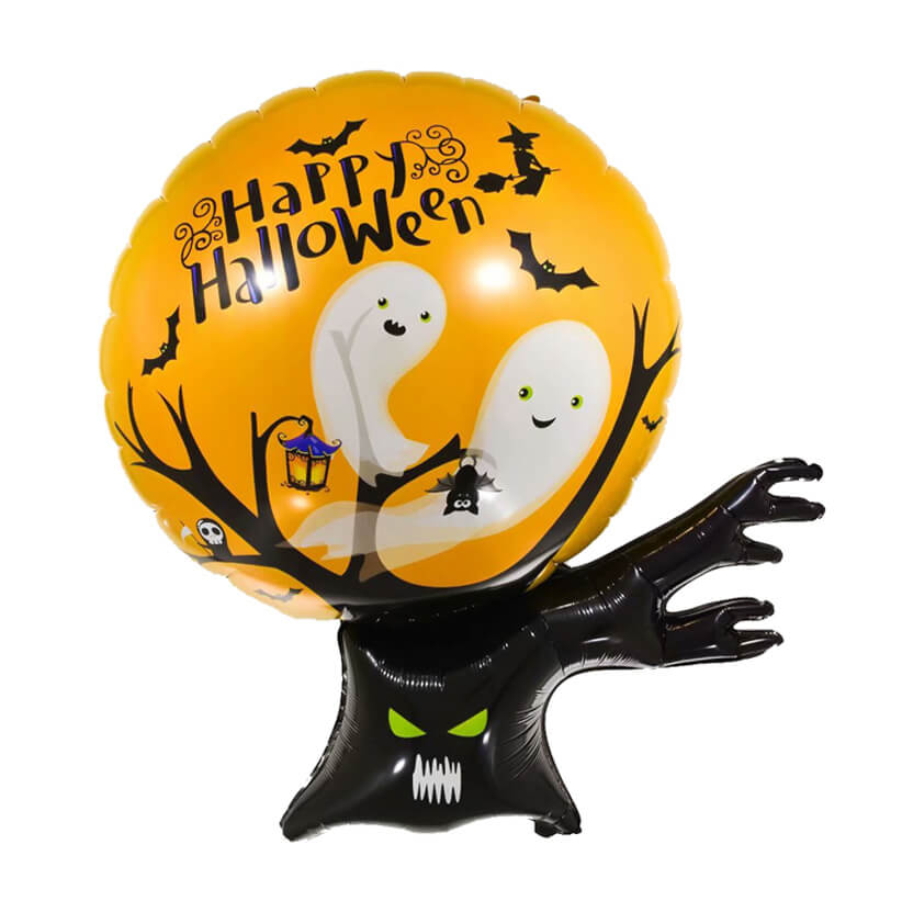 39" Jumbo Happy Halloween Ghost Tree Shaped Foil Balloon