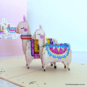 Handmade Mum and Bub Llama 3D Pop Up Mother's Day Card