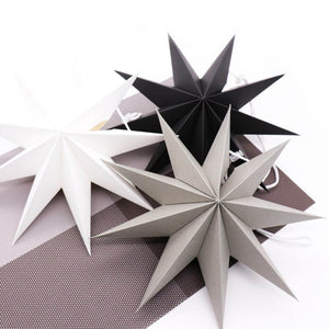 3D 30cm White Folded Paper Nine-pointed Star Lantern Wall Hanging Decorative Ornament