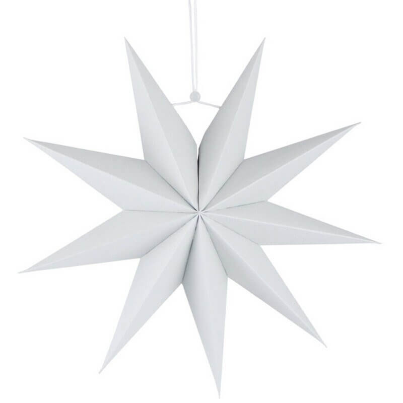 3D 30cm White Folded Paper Nine-pointed Star Lantern Wall Hanging Decorative Ornament