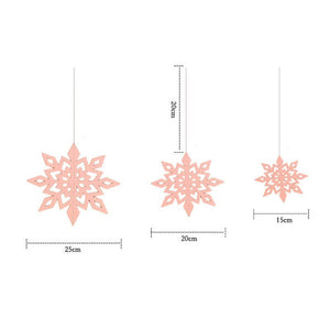 Hanging 3D Pink Glitter Snowflakes for Christmas Tree or Ceiling Decor