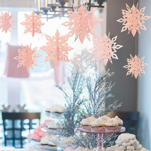 Sparkling Pink 3D Paper Snowflake Decorations for Winter Parties