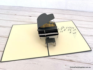 Online Party Supplies Australia Handmade Grand Piano 3D Pop Up Card - Pop Up Musical Instrument Cards