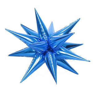 3D Burst Star Foil Balloon 12 Pack - Blue