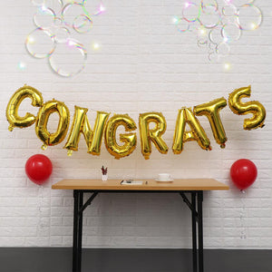 16 Inch Gold "CONGRATS" Foil Letter Balloon Banner - Online Party Supplies