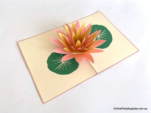 Online Party Supplies yellow and pink Lotus Flower Pop Up Card