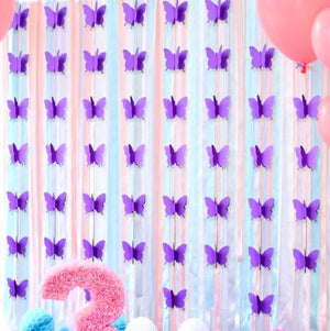 3m 3D Purple Butterfly Paper Garland - Butterfly Themed Party Decorations & Supplies