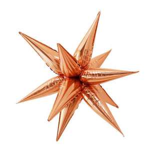 3D Burst Star Foil Balloon 12 Pack - Rose Gold