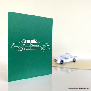 Online Party Supplies Handmade Sheriff Police Car 3D Pop Up Thank You Card