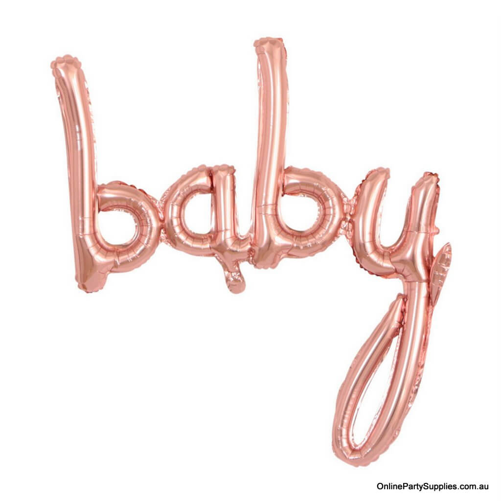 40 Inch Rose Gold 'baby' Script Baby Shower Foil Balloon Banner - It's A Girl Gender Reveal Party Decorations
