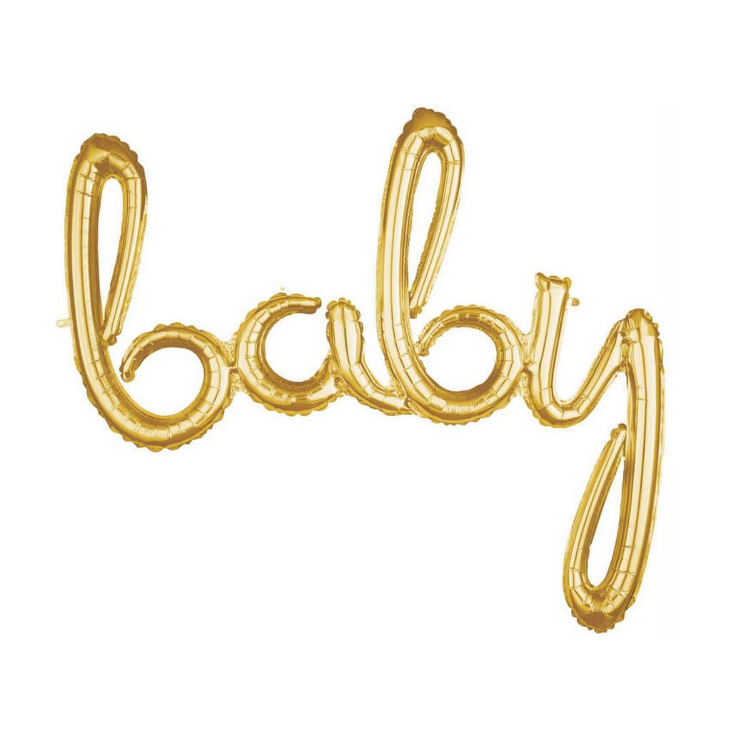 40" Gold 'baby' Script Baby Shower Foil Balloon Banner