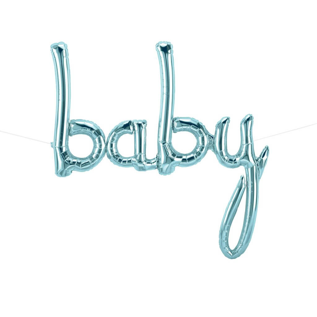 40 Inch Pastel Blue 'baby' Script Baby Shower Foil Balloon Banner - It's A Boy Gender Reveal Party Decorations