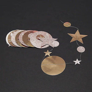 4m Glitter Champagne Circle Star Paper Garland