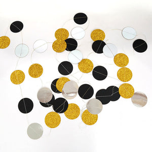 4m Gold Black Silver Round Confetti Glitter Paper Garland