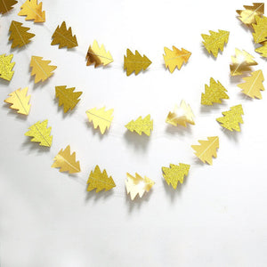 4m Metallic Gold Glitter Christmas Tree Paper Garland
