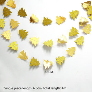 4m Metallic Gold Glitter Christmas Tree Paper Garland