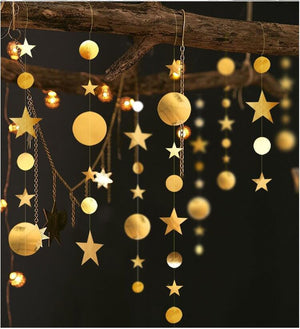 Online Party Supplies 4m Metallic Gold Circle Twinkle Twinkle Little Star Paper Garland