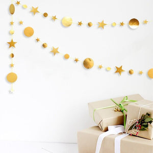 Online Party Supplies 4m Metallic Gold Circle Twinkle Twinkle Little Star Paper Garland