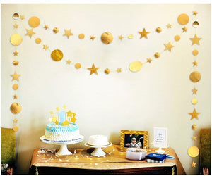 Online Party Supplies 4m Metallic Gold Circle Twinkle Twinkle Little Star Paper Garland