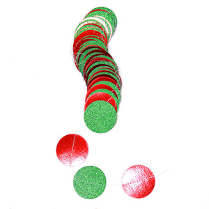 4m Red and Green Glitter Round Confetti Paper Garland