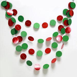 4m Red and Green Glitter Round Confetti Paper Garland
