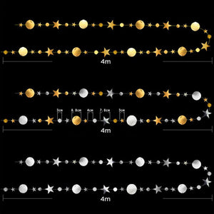 Online Party Supplies Australia 4m Metallic Silver Gold Circle Star Paper Garland