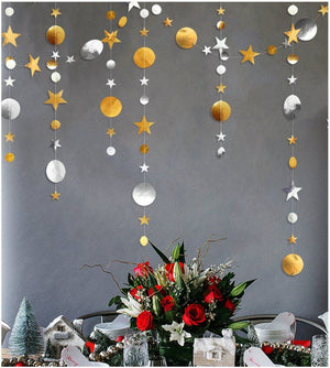 Online Party Supplies Australia 4m Metallic Silver Gold Circle Star Paper Garland