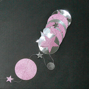 4m Glitter Lilac & Silver Circle Star Paper Garland
