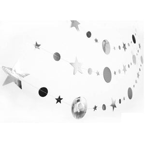 Online Party Supplies Australia 4m Metallic Silver Circle Star Paper Garland