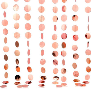 4m Metallic Rose Gold Foil Confetti Circle Bunting Garland Baby Shower Bridal Shower Wedding Decor