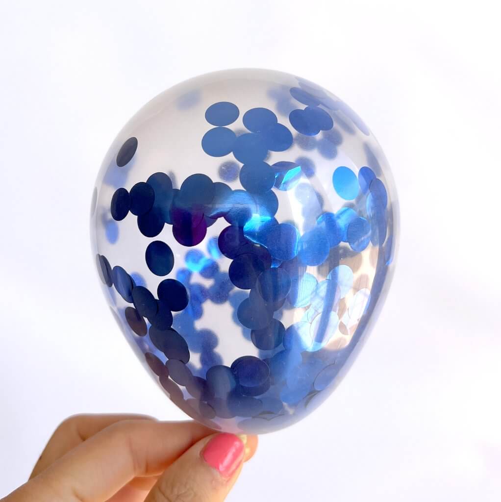 5" Mini Blue Confetti Balloon 10 Pack