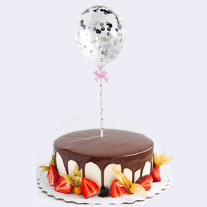 5" Mini Silver Confetti Balloon Cake Topper Kit
