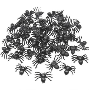 50pcs Black Spooky Spiders Halloween Party Decorations