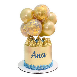 5" Mini Chrome Gold & Confetti Latex Balloon Garland Cake Topper Kit