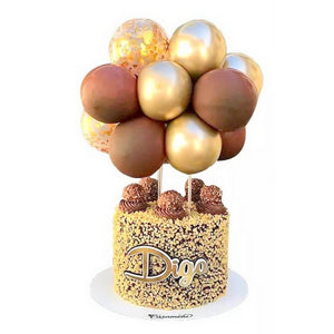 5" Mini Chrome Gold & Retro Burgundy Latex Balloon Garland Cake Topper Kit
