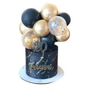 5" Mini Chrome Gold & Royal Blue Latex Balloon Garland Cake Topper Kit