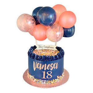 5" Mini Pearl Rose Gold & Royal Blue Latex Balloon Garland Cake Topper Kit