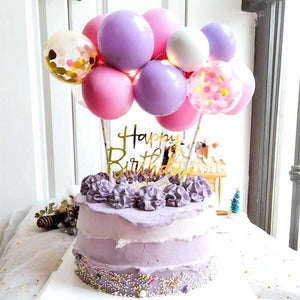 Mini Confetti Latex Balloon Garland Cake Topper Kit - Pink & Purple